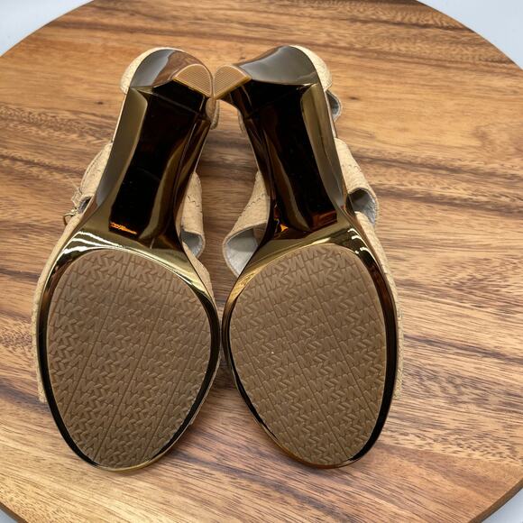 Michael Kors Berkley Heels Womens Size 8 M Nude Embossed Leather Stilletto Shoes - Picture 7 of 8